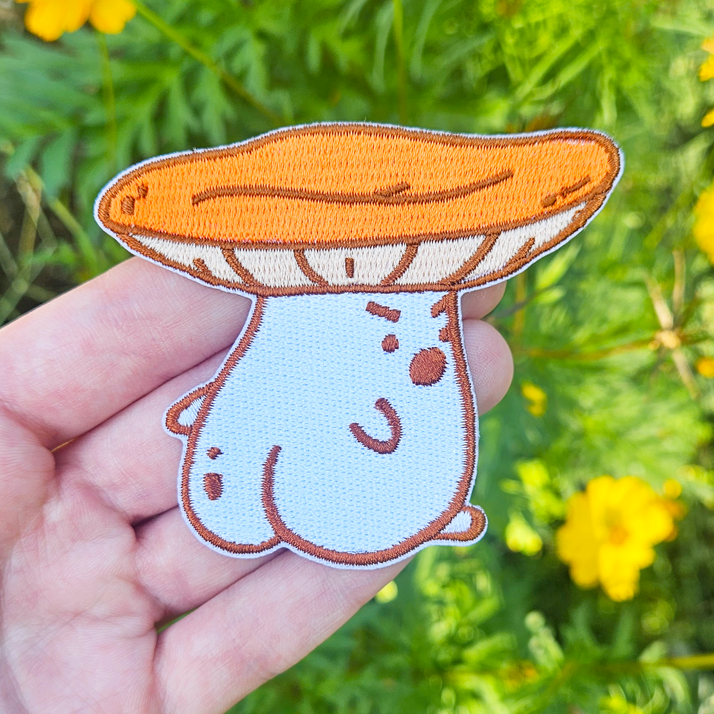 Orange Mushroom Iron on Patch